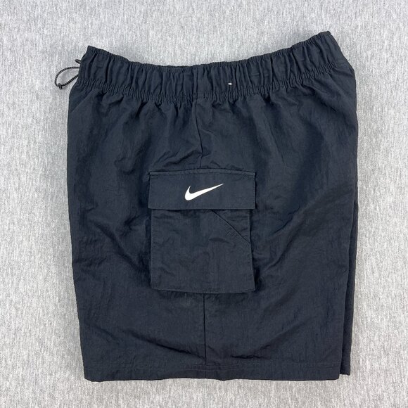 Nike Sportswear Woven High-Rise Shorts Womens M Black Nylon Drawcord Pockets - Picture 4 of 12